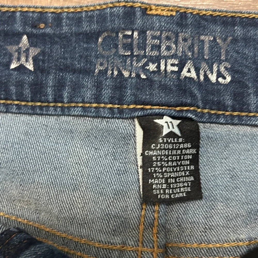 Celebrity Pink Denim Shorts Juniors Women 11 Dark Wash Cuffed Raw Hem Boho Beach